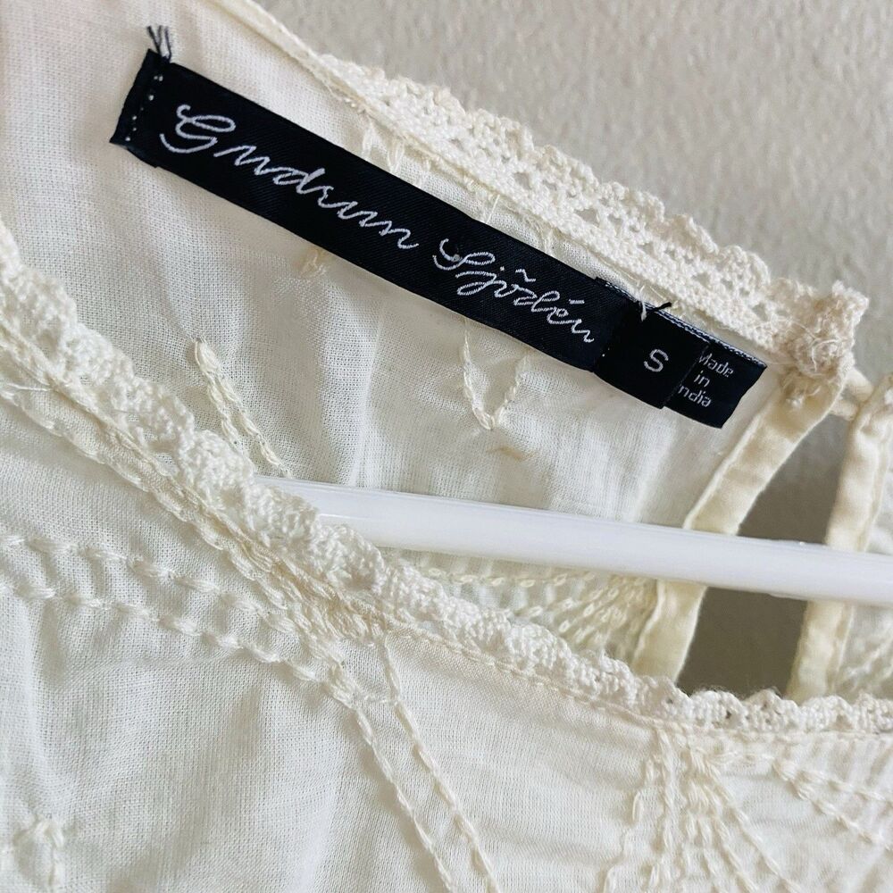 Gudrun Sjoden “Duha” woven blouse in organic cotton In Ecru Cream Color Small - Picture 3 of 7